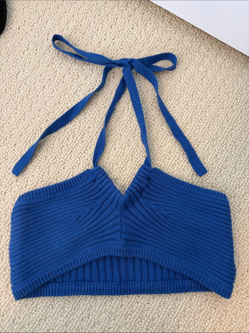 Cotton Candy Royal Blue Ribbed Halter Crop Top